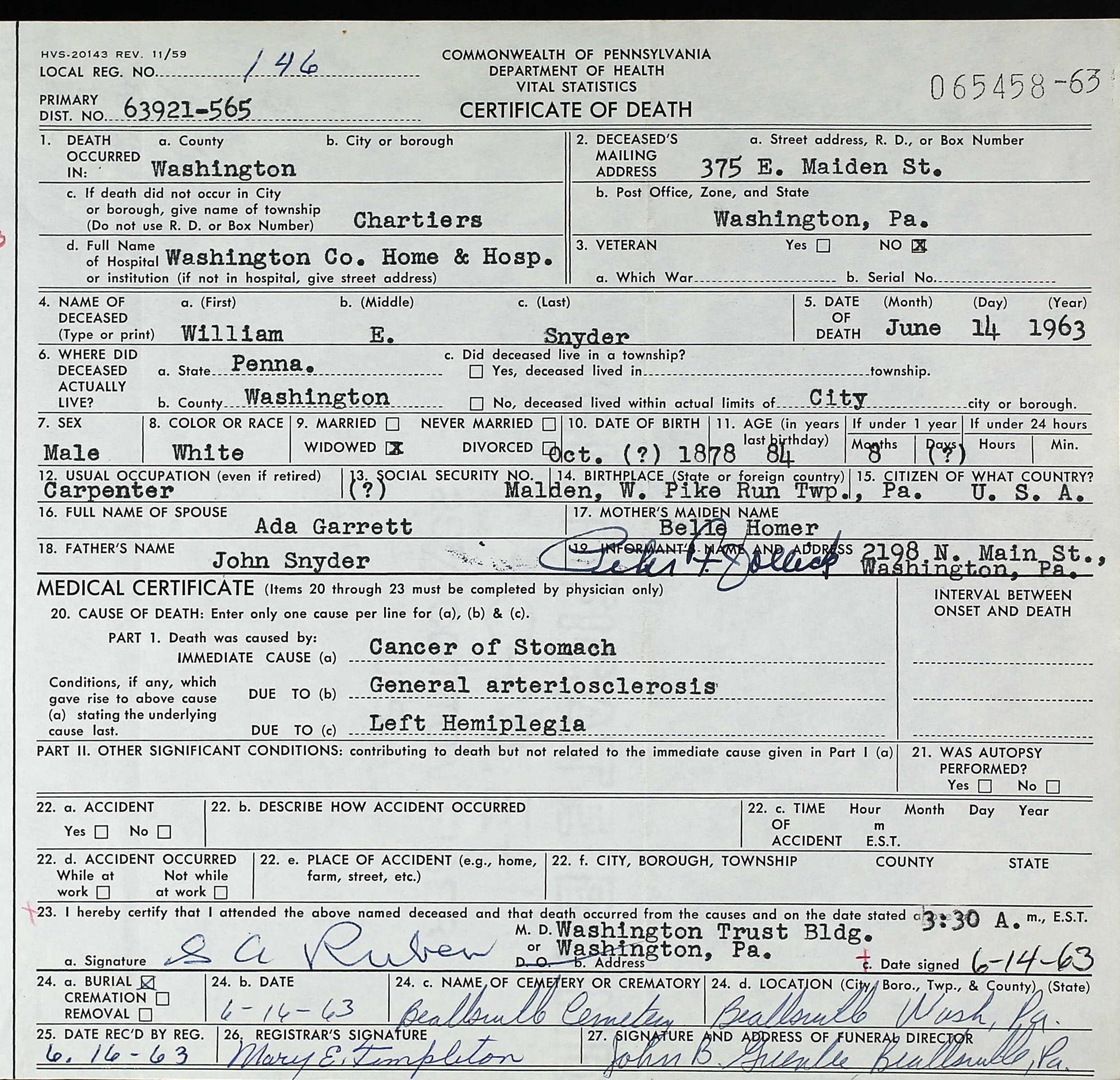death certificate
